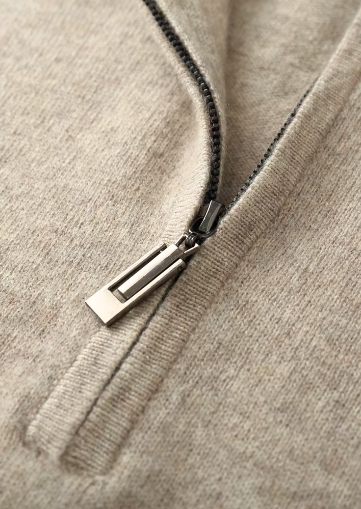 PURE EXTRA-FINE MERINO WOOL HALF ZIP SWEATER