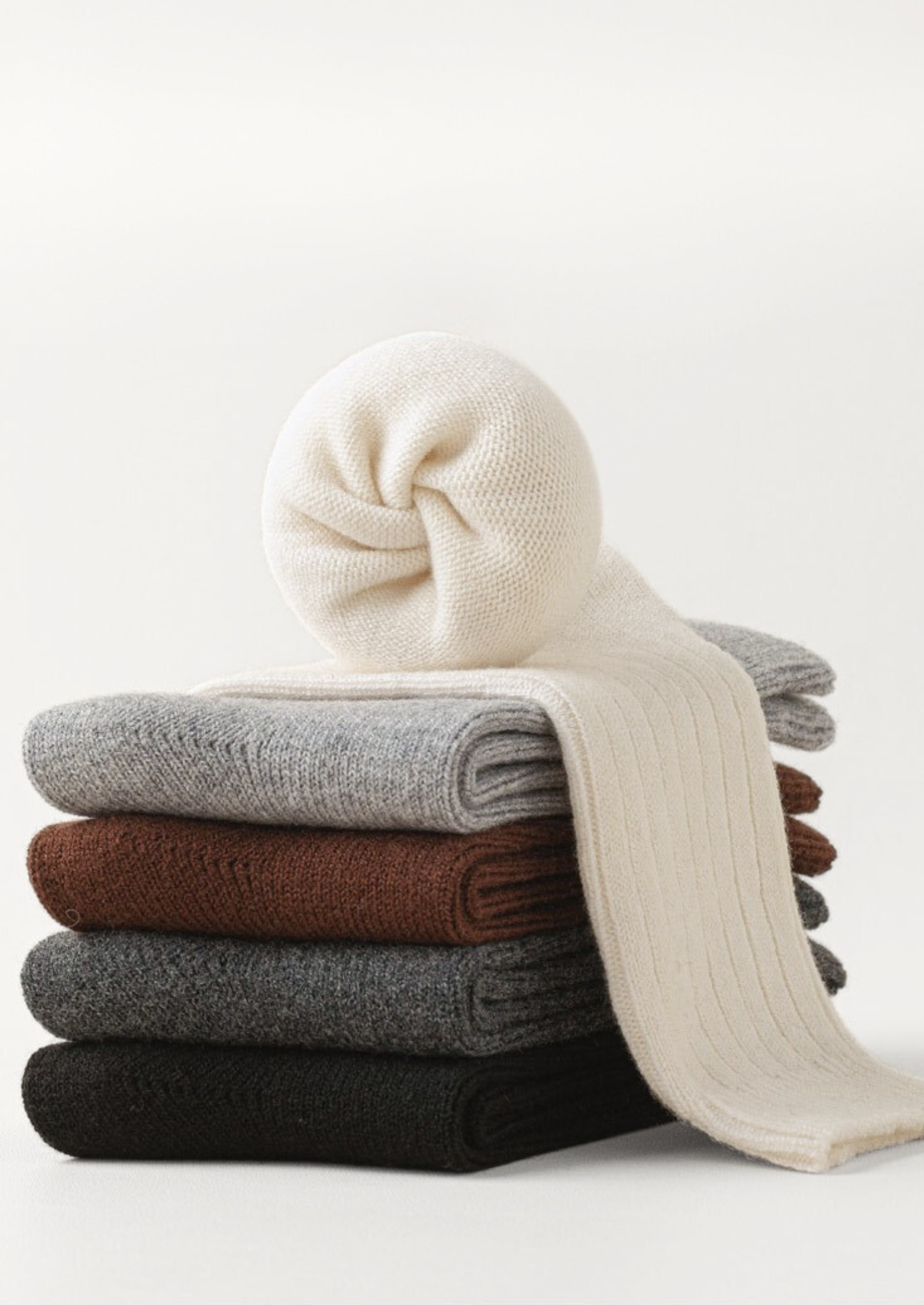 IVORY – Měkké žebrované merino vlnové ponožky