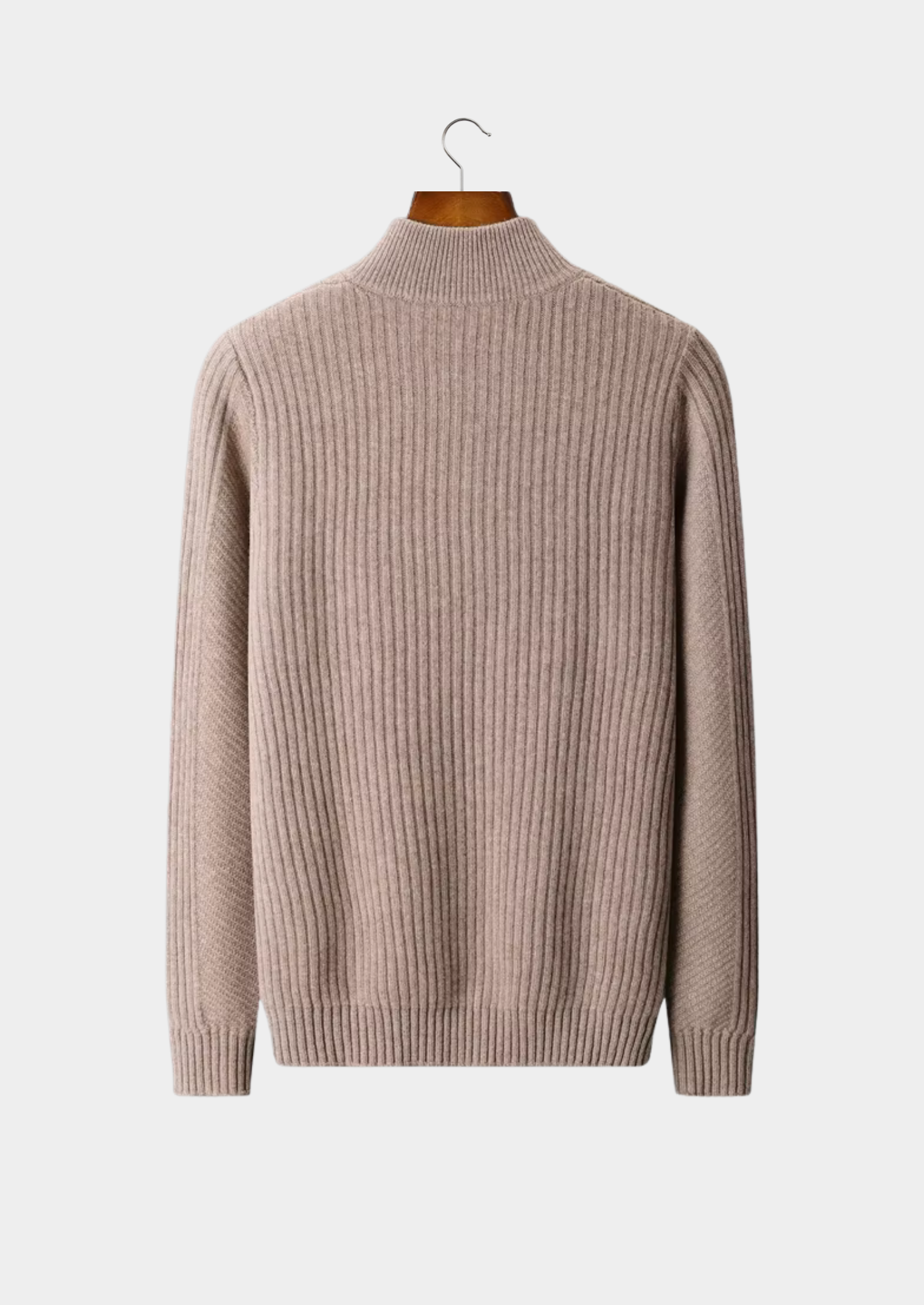 PURE EXTRA-FINE MERINO Vlněný pletený svetr s žebrováním Henley
