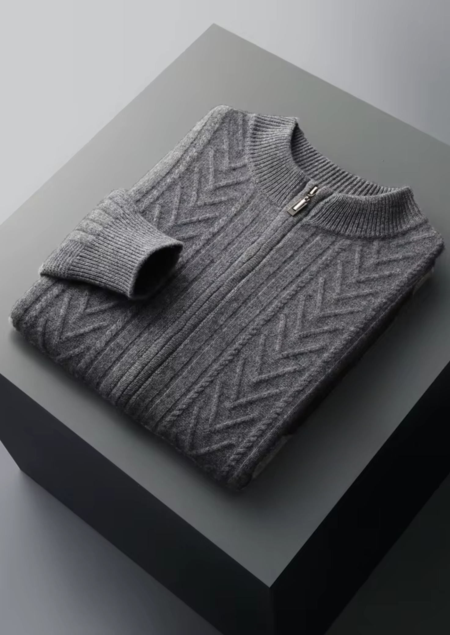 PURE EXTRA-jemná merino vlna vzorovaný zapínací svetr